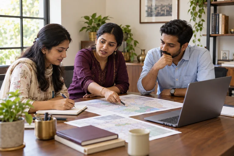 Illustration of a constituency team reviewing community information together